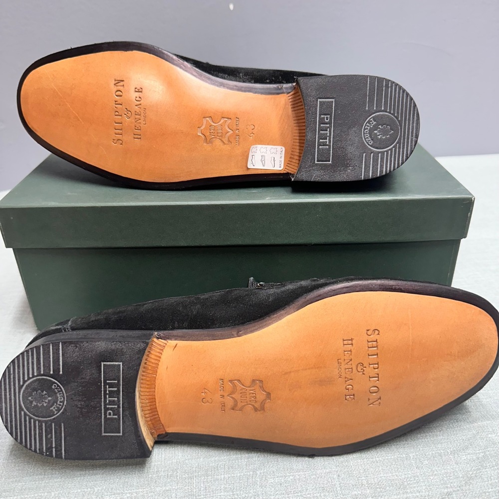 Shipton & Heneage Black Suede Horsebit Loafers Padova Made in Italy Mens 9 / 43 - Picture 4 of 9